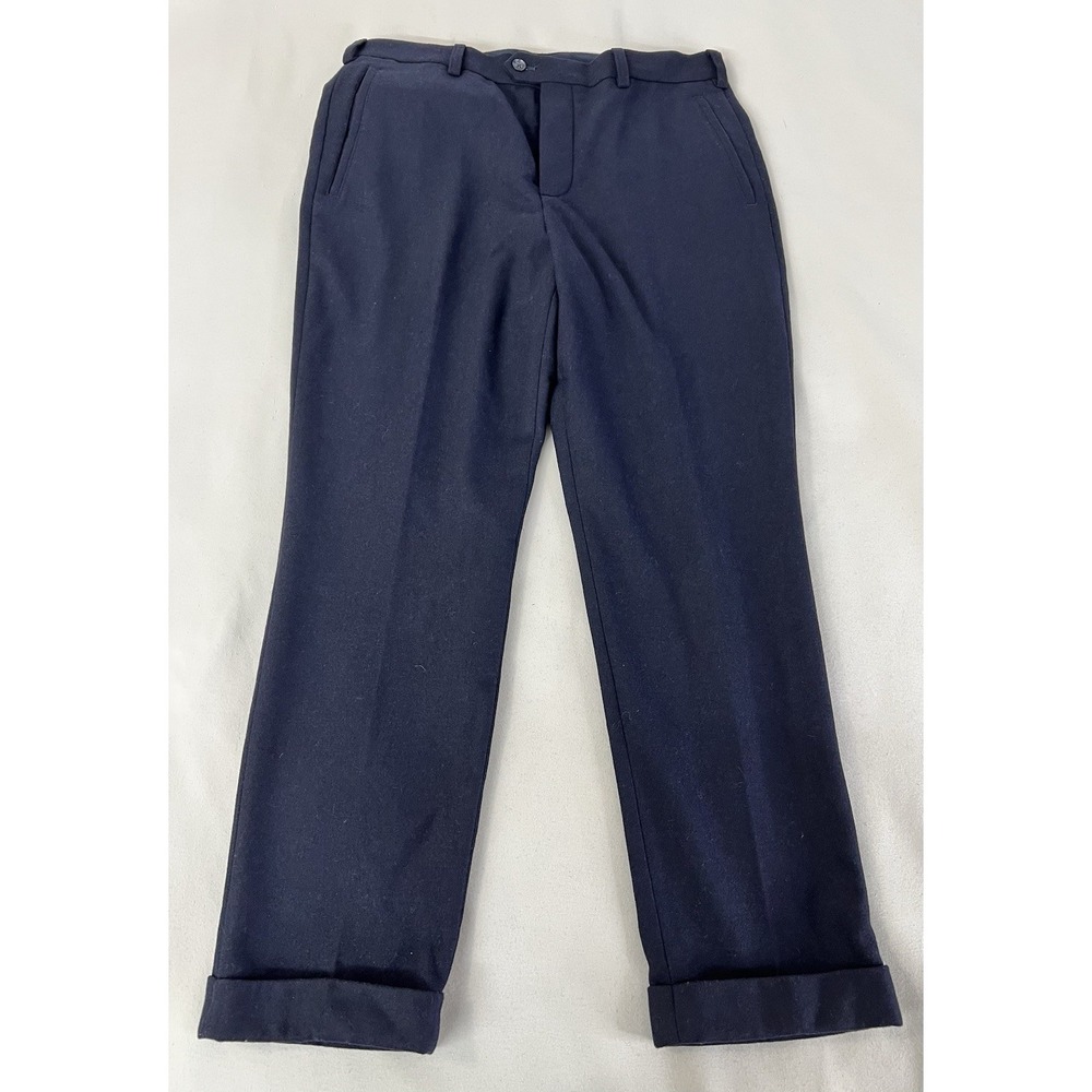 Express Conscious Edit Wool Cuffed Trousers Men Navy‎ 32x32 Minimalist Hipster